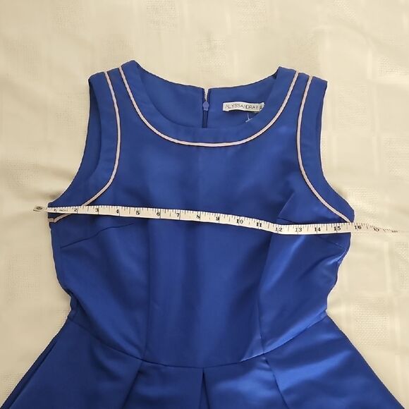 Royal Blue Fit and Flare Midi Dress for Wedding Guest - Picture 11 of 16
